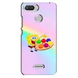 Силиконовый чехол Спанч Боб на Редми 6 (Бургеры)