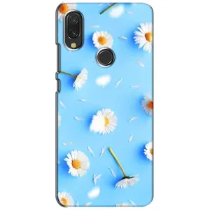 Чехол с Цветами для Xiaomi Redmi 7 (ромашки на голубом)