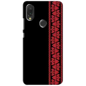 Силиконовый Чехол на Xiaomi Redmi 7 с картинкой Вышиванки (Вышиванка на черном)