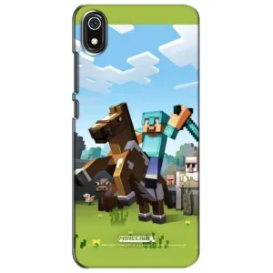 Чехлы для Xiaomi Redmi 7A (Персонажи Майн Крафт) (На коне)