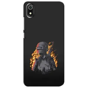 Силиконовый чехол с картинкой "Герой Pubg" на Xiaomi Redmi 7A (В огне)