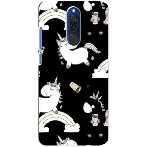 Чехол Unicorn на Xiaomi Redmi 8 (Единорог с кофе)