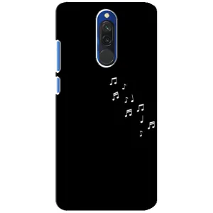 Чехол с картинками на черном фоне для Xiaomi Redmi 8 (Ноты)