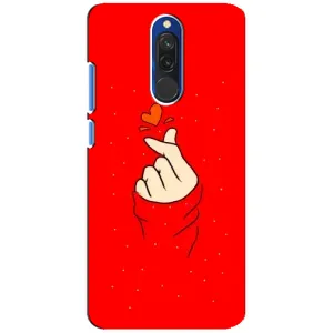 Чехлы (Знак сердечка) на Xiaomi Redmi 8 (Сердце на красном)