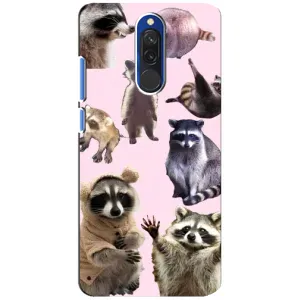Силиконовый Чехол с Енотами на Xiaomi Redmi 8 (Смешные Еноты)