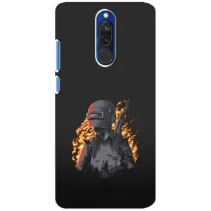 Силиконовый чехол с картинкой "Герой Pubg" на Xiaomi Redmi 8 (В огне)