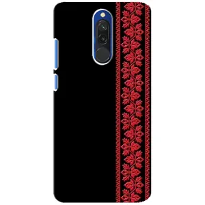 Силиконовый Чехол на Xiaomi Redmi 8 с картинкой Вышиванки (Вышиванка на черном)