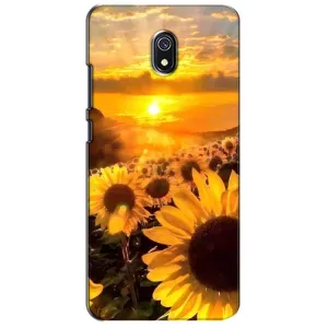 Чехол с Цветами для Xiaomi Redmi 8A (поле подсолнухов)