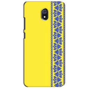 Силиконовый Чехол на Xiaomi Redmi 8A (Вышиванка на желтом)
