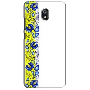 Силиконовый Чехол на Xiaomi Redmi 8A с картинкой Вышиванки (Желто-синяя вышиванка)