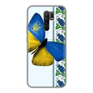 Чехол с Украинской символикой на Редми 9 (Бабочка)