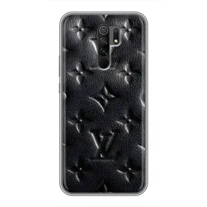 Текстурный Чехол Louis Vuitton для Редми 9 (Черный ЛВ)