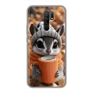 Печатный чехол «Зверята с кофе» для Xiaomi Redmi 9 (Грызунчик с кофе)