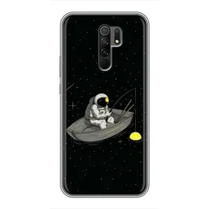 Силиконовый Чехол с принтом "Космонавты" на Xiaomi Redmi 9 (Космонавт на рыбалке)