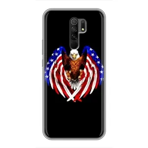 Чехол Флаг USA для Xiaomi Redmi 9 (Крылья США)