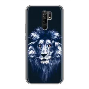 Чехол с картинкой на Xiaomi Redmi 9 (Лев - синий)