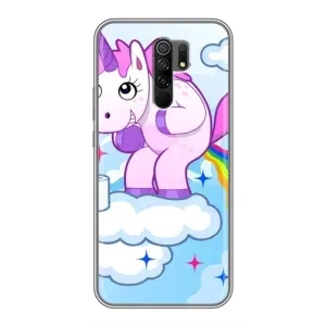 Чехол Unicorn на Xiaomi Redmi 9 (Радуга единорожка)