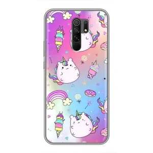 Чехол Unicorn на Xiaomi Redmi 9 (Радуга и Единорог)
