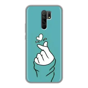Чехлы (Знак сердечка) на Xiaomi Redmi 9 (Сердечко на бирюзовом)