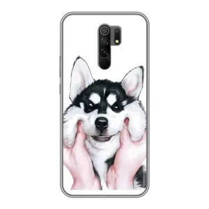 Бампер для Xiaomi Redmi 9 с картинкой "Песики" (Собака Хаски)