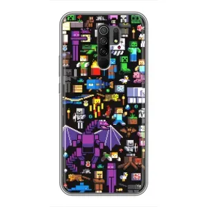 Чехол майнкрафт для Xiaomi Redmi 9 (Все персонажи)