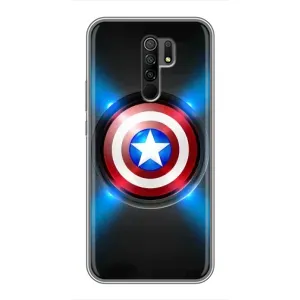 Чехол с Щитом Капитана Америки на Xiaomi Redmi 9 (Яркий Щит Капитана)