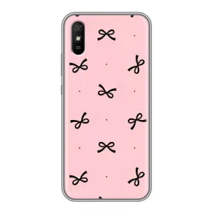 Чехол банты для Xiaomi Redmi 9A (Черные бантики)
