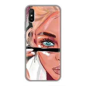 Силіконовый Чохол на Xiaomi Redmi 9A з картинкой Модных девушек (Дівчина та вії)