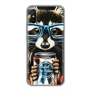 Силиконовый Чехол с Енотами на Xiaomi Redmi 9A (Енот в очках)