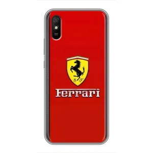 Силиконовый бампер с картинкой машины на Xiaomi Redmi 9A (Ferrari Logo)