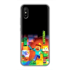 Чехлы для Xiaomi Redmi 9A (Персонажи Майн Крафт) (Герой Майнкрафт)