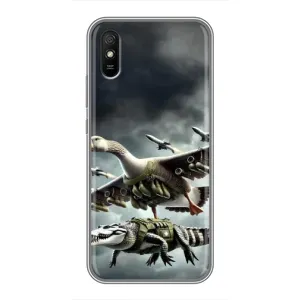Чехол с мемами тралалело тралала для Xiaomi Redmi 9A (Гусини и крокодило)