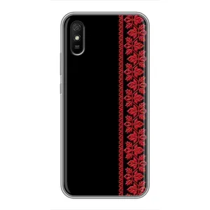 Силиконовый Чехол на Xiaomi Redmi 9A (Красная Вышиванка)