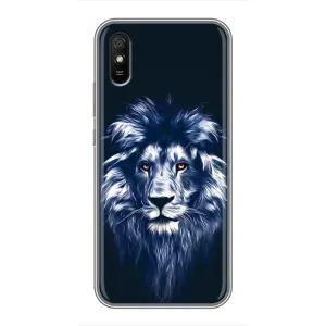 Чехол с картинкой на Xiaomi Redmi 9A (Лев - синий)