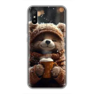 Печатный чехол «Зверята с кофе» для Xiaomi Redmi 9A (Медвежонок с кофе)