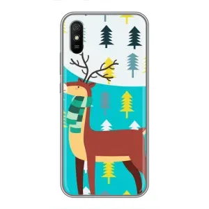 Силиконовый бампер с картинкой животных для Xiaomi Redmi 9A (Олень с шарфом)