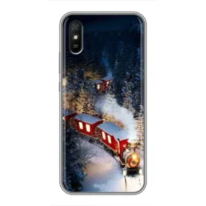 Силиконовый бампер на рождество для Xiaomi Redmi 9A (Поезд)