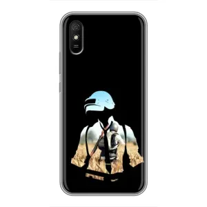 Силиконовый чехол с картинкой "Герой Pubg" на Xiaomi Redmi 9A (Пубг мен)