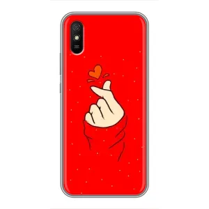 Чехлы (Знак сердечка) на Xiaomi Redmi 9A (Сердце на красном)