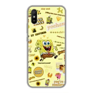 Силиконовый чехол Спанч Боб на Редми 9а (Спанч Боб бежит)