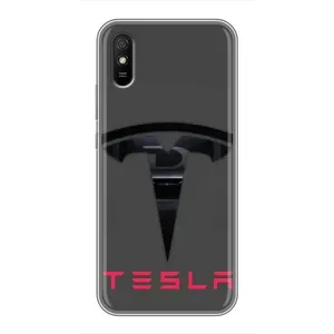 Силиконовый бампер с картинкой машины на Xiaomi Redmi 9A (Logo TESLA)