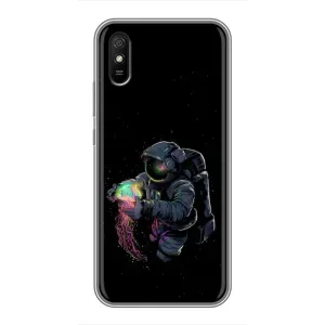 Силиконовый Чехол с принтом "Космонавты" на Xiaomi Redmi 9A (В руках земля)