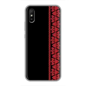 Силіконовый Чохол на Xiaomi Redmi 9A з картинкой Вишиванки (Вишиванка на чорному)