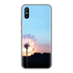 Силиконовый Чехол с одуванчиками на Xiaomi Redmi 9A (Закат с одуванчиком)