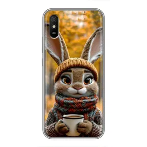 Печатный чехол «Зверята с кофе» для Xiaomi Redmi 9A (Зайчик с кофе)