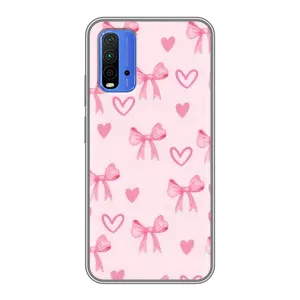 Чехол банты для Xiaomi Redmi 9T (Бантики и сердечки)