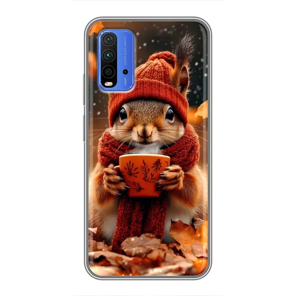Чехол с рисунком «Белка с кофе» для Xiaomi Redmi 9T Чехол с рисунком «Белка с кофе» для Xiaomi Redmi 9T