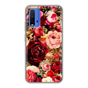 Силиконовый бампер с принтом (цветочки) на Редми 9т (Букет цветов)