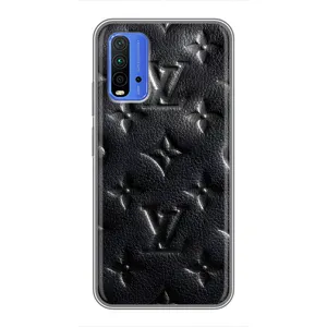 Текстурный Чехол Louis Vuitton для Редми 9т (Черный ЛВ)