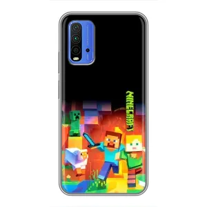 Чехлы для Xiaomi Redmi 9T (Персонажи Майн Крафт) (Герой Майнкрафт)